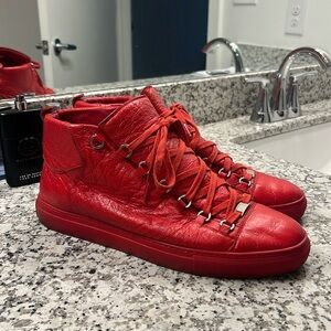 Balenciaga red leather shoes